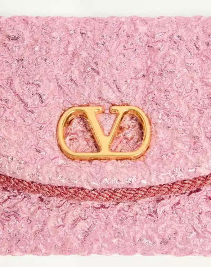 Valentino Garavani DeVain Small Shoulder Bag In Cloqué Jacquard Fabric. Valentino Garavani DeVain Small Shoulder Bag In Cloqué Jacquard Fabric.