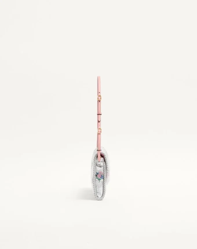 Valentino Garavani DeVain Small Shoulder Bag In Floral Lurex Jacquard Fabric