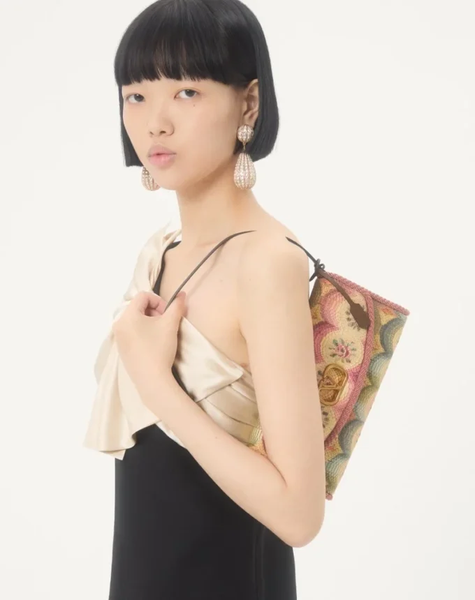 Valentino Garavani DeVain Small Shoulder Bag in Jacquard Apres L’Hiver Fabric