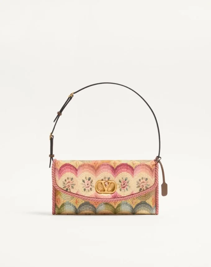 Valentino Garavani DeVain Small Shoulder Bag in Jacquard Apres L’Hiver Fabric