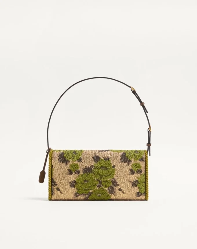 Valentino Garavani DeVain Small Shoulder Bag in Jacquard Lurex Fabric