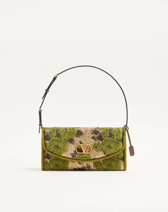 Valentino Garavani DeVain Small Shoulder Bag in Jacquard Lurex Fabric