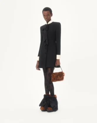 Valentino Garavani DeVain Small Shoulder Bag In Lamb Fur With Rhinestones.