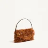 Valentino Garavani DeVain Small Shoulder Bag In Lamb Fur With Rhinestones.