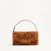 Valentino Garavani DeVain Small Shoulder Bag In Lamb Fur With Rhinestones.