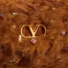 Valentino Garavani DeVain Small Shoulder Bag In Lamb Fur With Rhinestones.