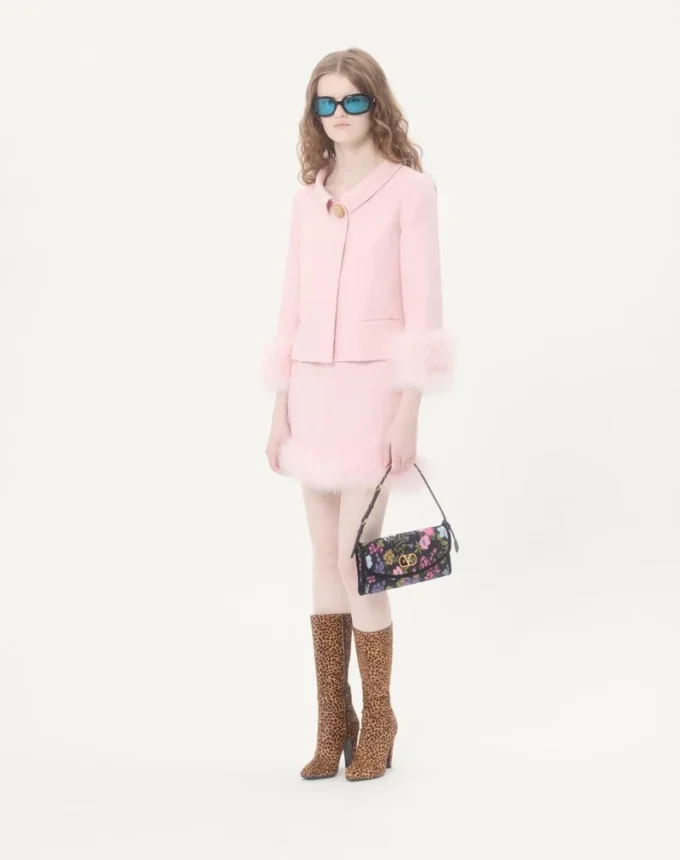 Valentino Garavani DeVain Small Shoulder Bag in Moiré Papier Floral Fabric