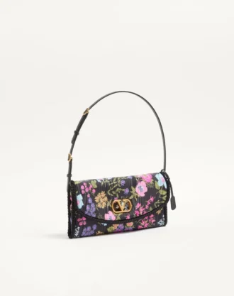 Valentino Garavani DeVain Small Shoulder Bag in Moiré Papier Floral Fabric