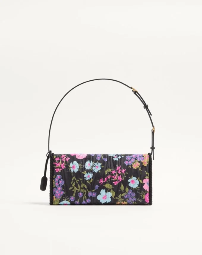 Valentino Garavani DeVain Small Shoulder Bag in Moiré Papier Floral Fabric