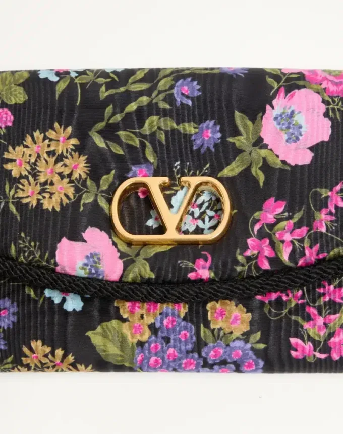 Valentino Garavani DeVain Small Shoulder Bag in Moiré Papier Floral Fabric