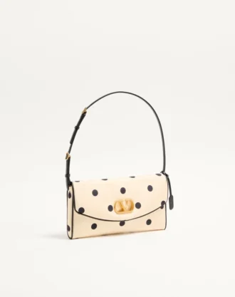 Valentino Garavani DeVain Small Shoulder Bag in Moiré Plus De Pois Fabric