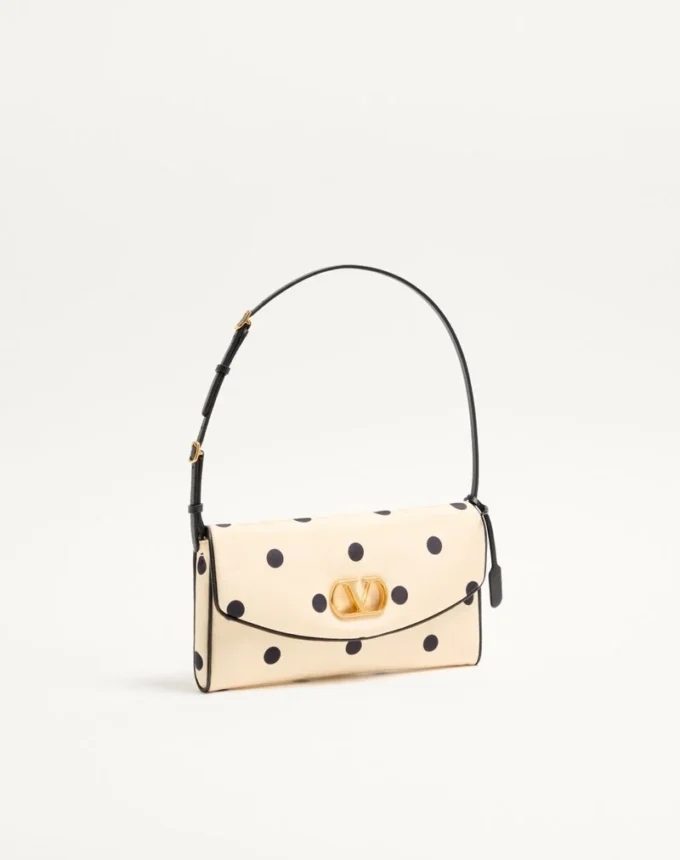 Valentino Garavani DeVain Small Shoulder Bag in Moiré Plus De Pois Fabric