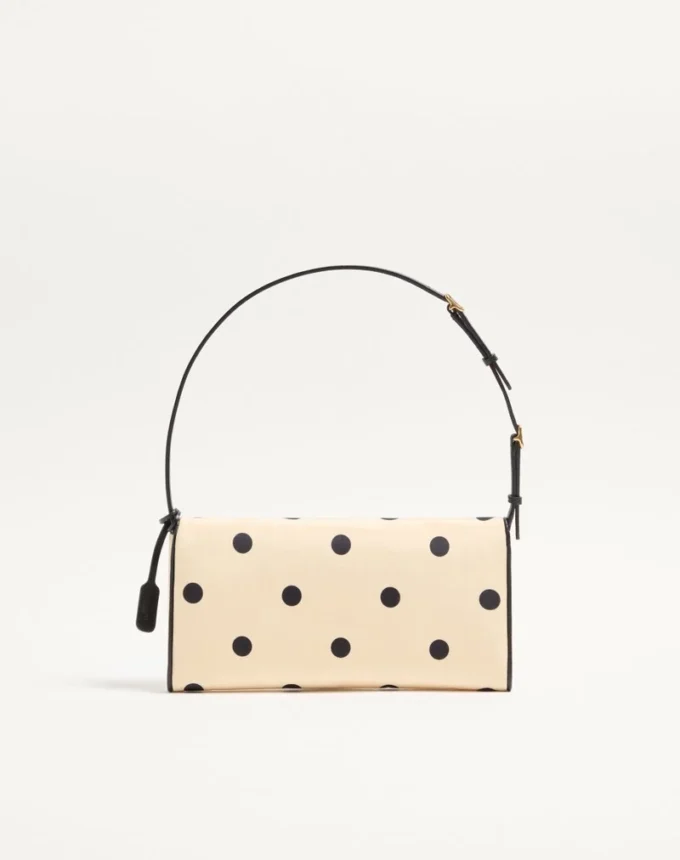 Valentino Garavani DeVain Small Shoulder Bag in Moiré Plus De Pois Fabric