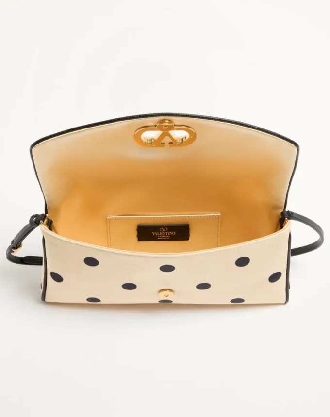 Valentino Garavani DeVain Small Shoulder Bag in Moiré Plus De Pois Fabric