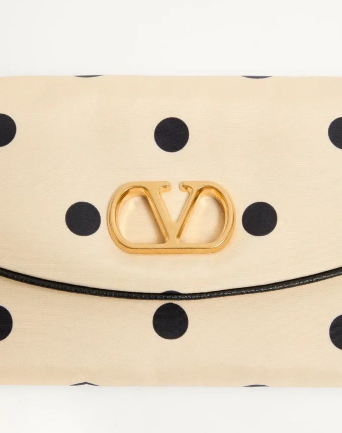 Valentino Garavani DeVain Small Shoulder Bag in Moiré Plus De Pois Fabric