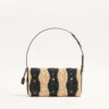 Valentino Garavani DeVain Small Shoulder Bag In Raffia With Wave Pattern