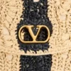 Valentino Garavani DeVain Small Shoulder Bag In Raffia With Wave Pattern