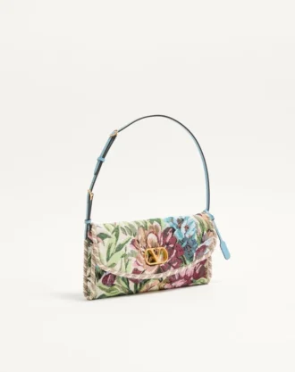 Valentino Garavani DeVain Small Shoulder Bag In Voyage Imaginaire Jacquard Fabric