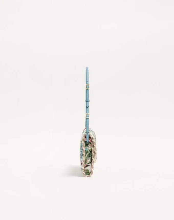 Valentino Garavani DeVain Small Shoulder Bag In Voyage Imaginaire Jacquard Fabric