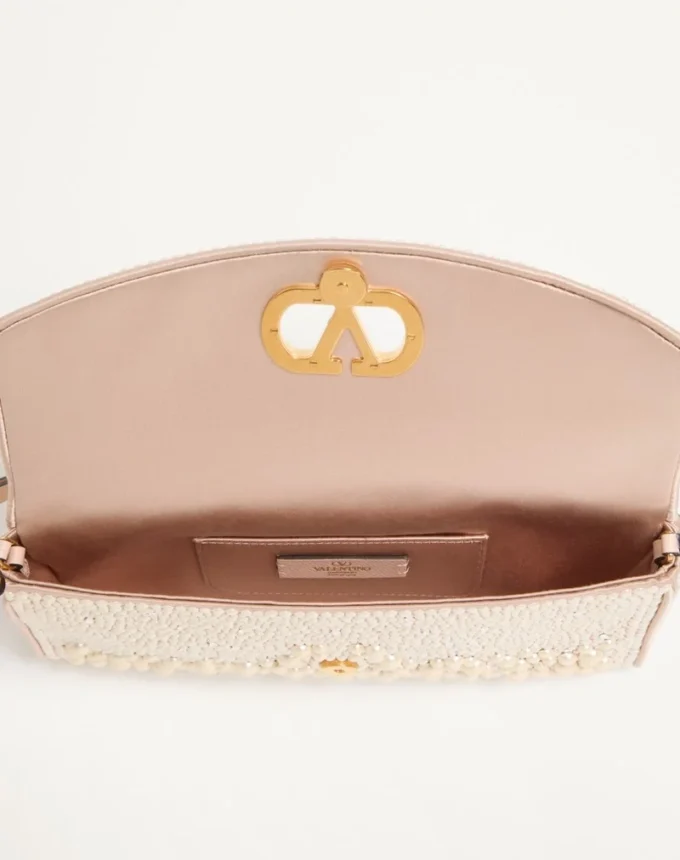 Valentino Garavani DeVain Small Shoulder Bag With Pearls And Rhinestones Valentino Garavani DeVain Small Shoulder Bag With Pearls And Rhinestones