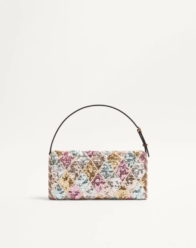 Valentino Garavani DeVain Small Shoulder Bag With Rhombelle Embroidery. Valentino Garavani DeVain Small Shoulder Bag With Rhombelle Embroidery.