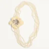 Valentino Garavani Fleur Lumineuse Necklace In Metal, Enamel, Pearls And Fabric
