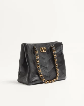 Valentino Garavani Laseine Shopping Bag In Nappa Leather With A Chevron Pattern