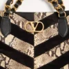 Valentino Garavani Laseine Shopping Bag In Python And Chevron-Patterned Suede