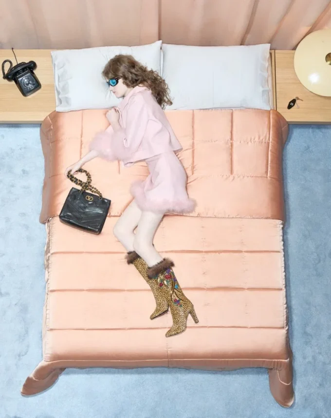 Valentino Garavani Laseine Small Shopping Bag In Chevron-Patterned Nappa Leather