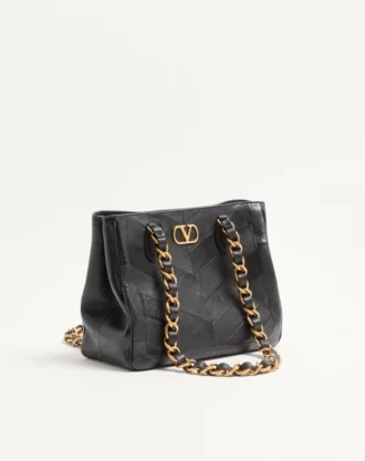 Valentino Garavani Laseine Small Shopping Bag In Chevron-Patterned Nappa Leather