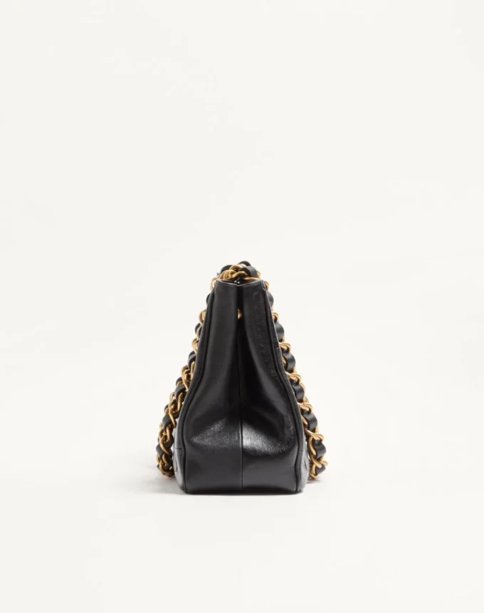 Valentino Garavani Laseine Small Shopping Bag In Chevron-Patterned Nappa Leather