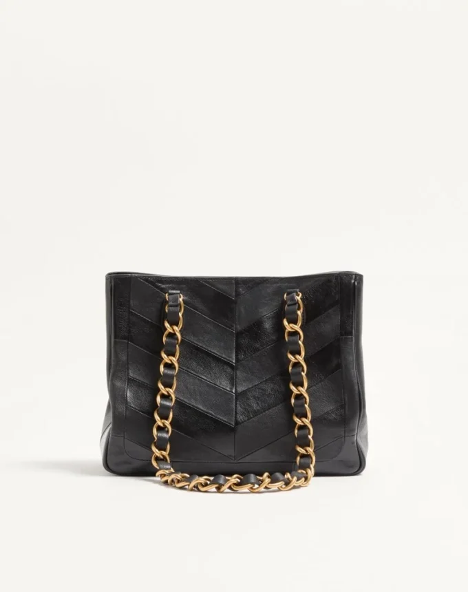 Valentino Garavani Laseine Small Shopping Bag In Chevron-Patterned Nappa Leather