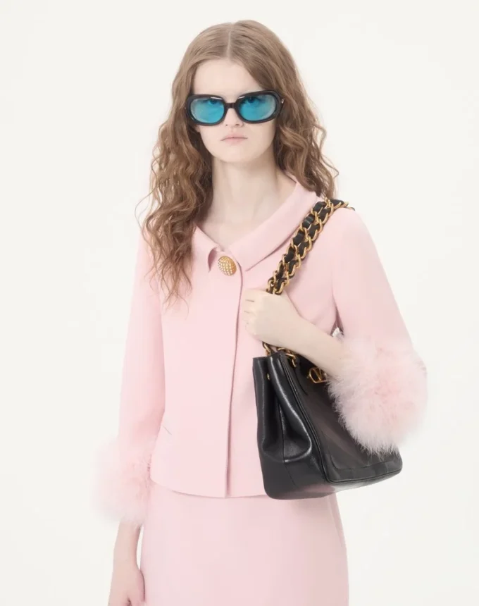 Valentino Garavani Laseine Small Shopping Bag In Chevron-Patterned Nappa Leather