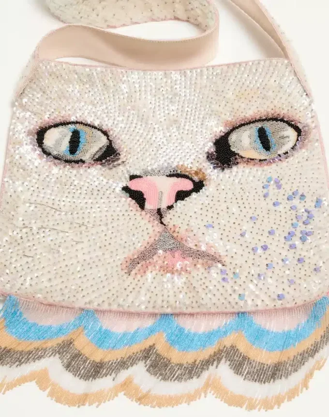 Valentino Garavani Le Chat De La Maison Embroidered Shoulder Bag With Fringes Valentino Garavani Le Chat De La Maison Embroidered Shoulder Bag With Fringes