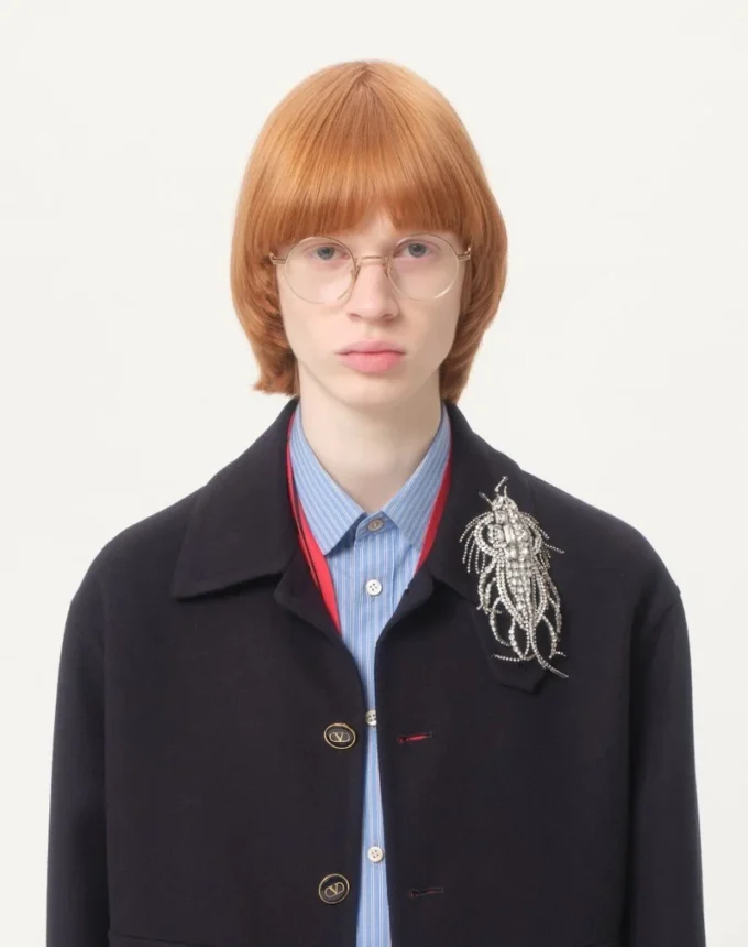 Valentino Garavani Les Glaces Brooch In Metal, Fabric And Crystals