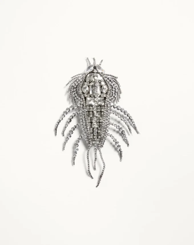 Valentino Garavani Les Glaces Brooch In Metal, Fabric And Crystals