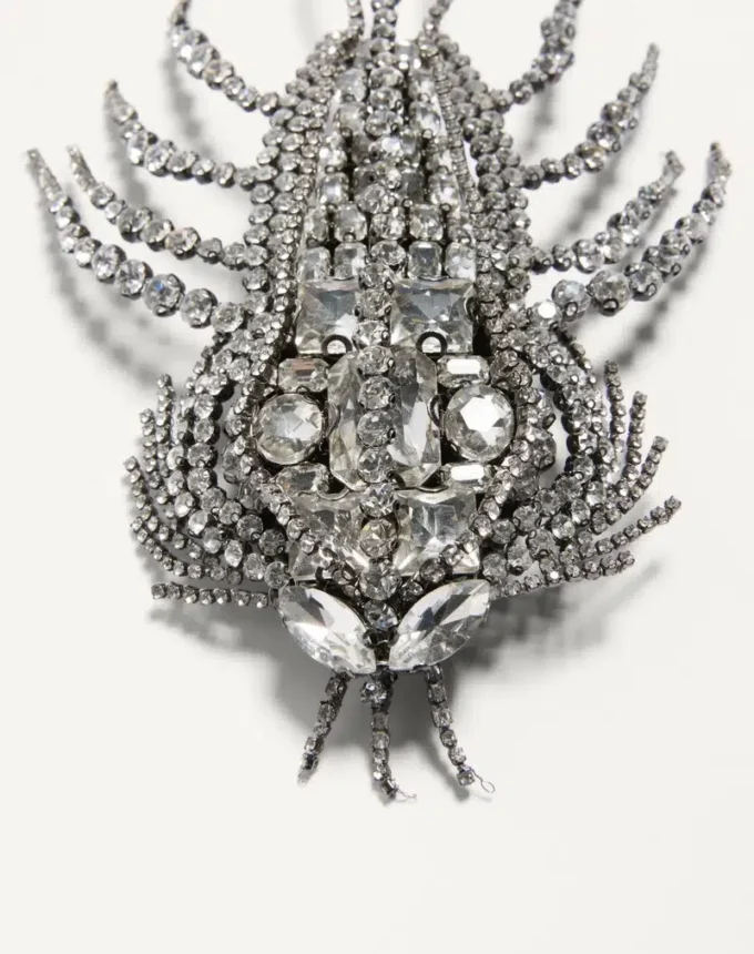 Valentino Garavani Les Glaces Brooch In Metal, Fabric And Crystals