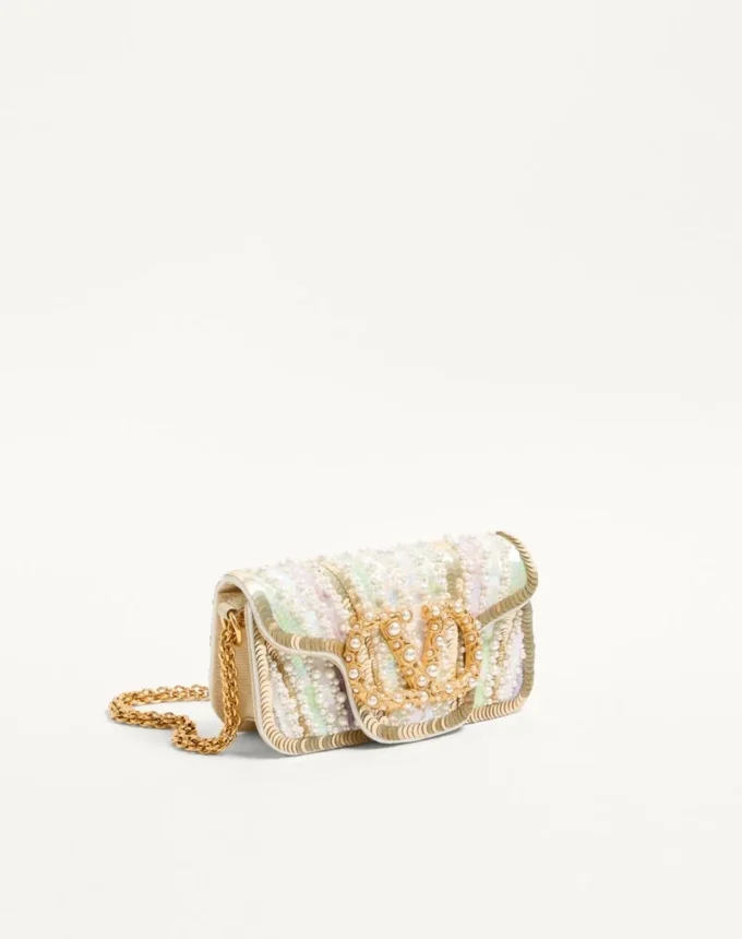 Valentino Garavani Locò Small Embroidered Shoulder Bag With Jewel Logo