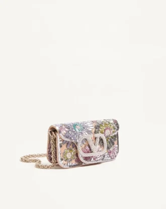 Valentino Garavani Locò Small Embroidered Shoulder Bag With Jewel Logo