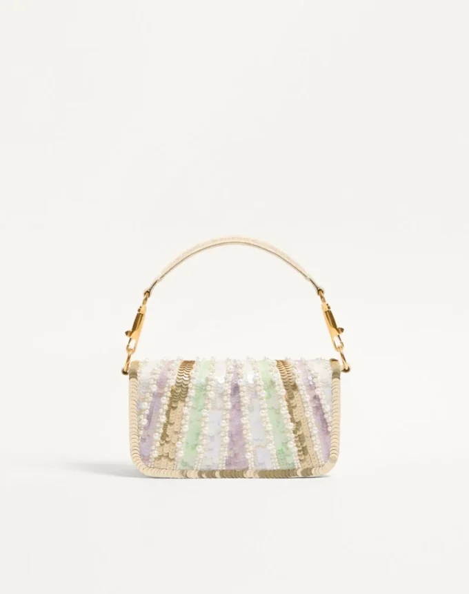 Valentino Garavani Locò Small Embroidered Shoulder Bag With Jewel Logo