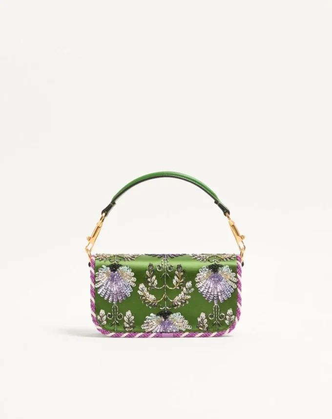 Valentino Garavani Locò Small Embroidered Shoulder Bag With Jewel Logo
