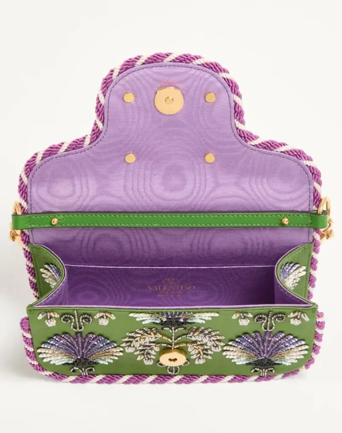 Valentino Garavani Locò Small Embroidered Shoulder Bag With Jewel Logo