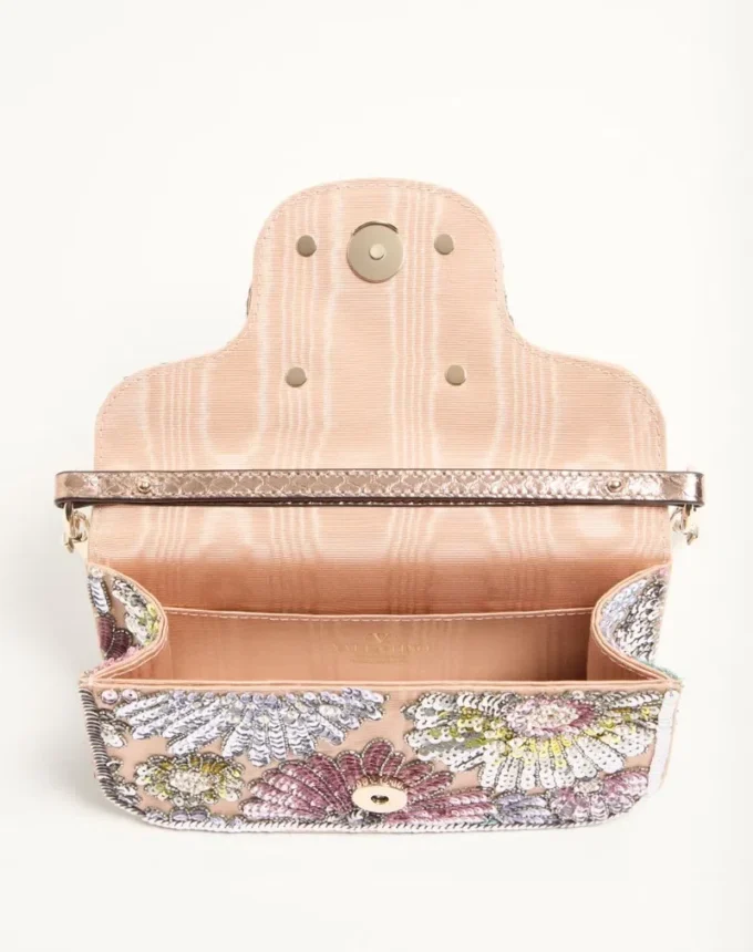 Valentino Garavani Locò Small Embroidered Shoulder Bag With Jewel Logo