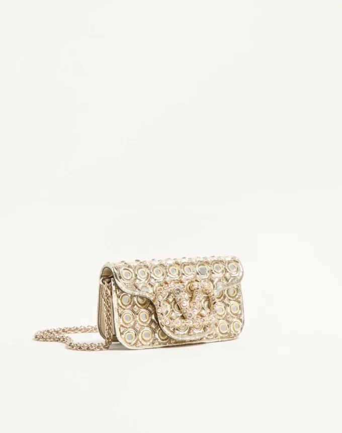 Valentino Garavani Locò Small Shoulder Bag Embroidered With Jewel Logo