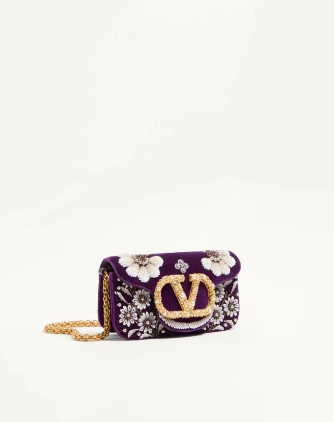 Valentino Garavani Locò Small Shoulder Bag Embroidered With Jewel Logo