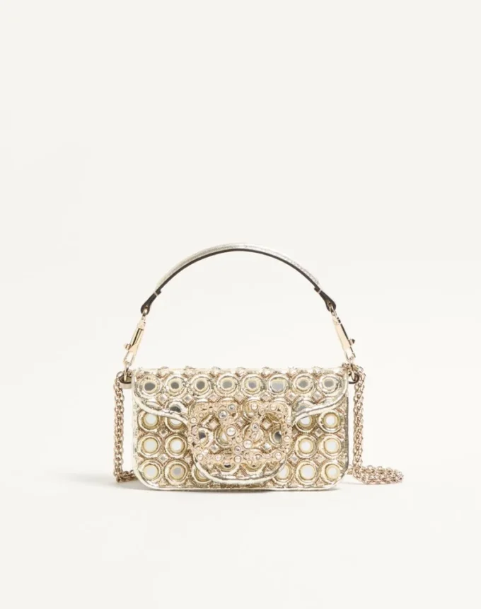 Valentino Garavani Locò Small Shoulder Bag Embroidered With Jewel Logo
