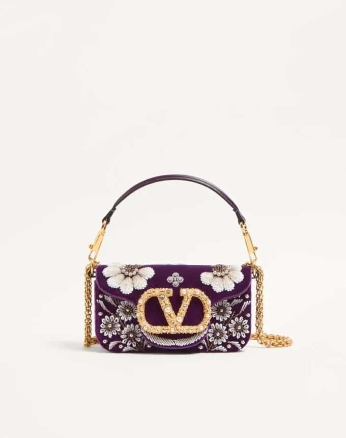 Valentino Garavani Locò Small Shoulder Bag Embroidered With Jewel Logo