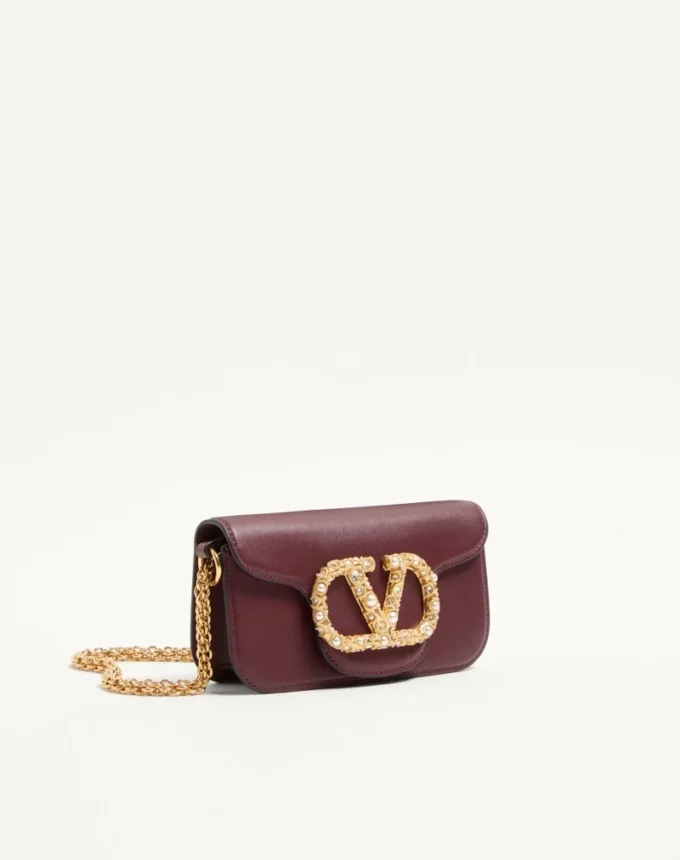 Valentino Garavani Locò Small Shoulder Bag In Calfskin With Jewel Logo