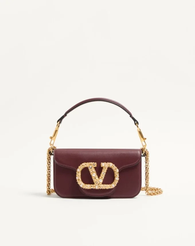 Valentino Garavani Locò Small Shoulder Bag In Calfskin With Jewel Logo