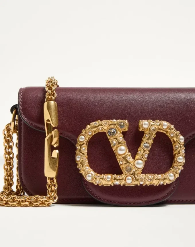 Valentino Garavani Locò Small Shoulder Bag In Calfskin With Jewel Logo